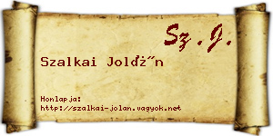 Szalkai Jolán névjegykártya