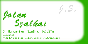 jolan szalkai business card